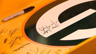Green Bay Mayor Jim Schmitt and Packers President and CEO Mark Murphy are among the signatures on the steel beam. (courtesy of FOX 11). Green Bay Mayor Jim Schmitt and Packers President and CEO Mark Murphy are among the signatures on the steel beam. (courtesy of FOX 11).
