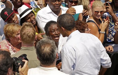 U.S. President Barack Obama (R) greets supporters at a campaign event at Carnegie Mellon University in Pittsburgh, Pennsylvania July 6, 2012 U.S. President Barack Obama (R) greets supporters at a campaign event at Carnegie Mellon University in Pittsburgh, Pennsylvania July 6, 2012