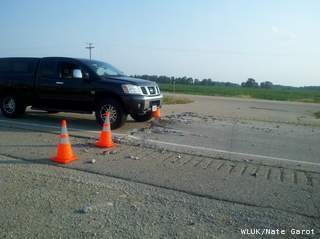 Highway 29 westbound at Birch Drive in Shawano County buckled on July 5, 2012. (courtesy of FOX 11). Highway 29 westbound at Birch Drive in Shawano County buckled on July 5, 2012. (courtesy of FOX 11).