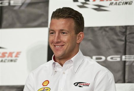Penske Racing driver A.J. Allmendinger smiles during the NASCAR Media Tour in Concord, North Carolina January 26, 2012. REUTERS/Chris Keane Penske Racing driver A.J. Allmendinger smiles during the NASCAR Media Tour in Concord, North Carolina January 26, 2012. REUTERS/Chris Keane