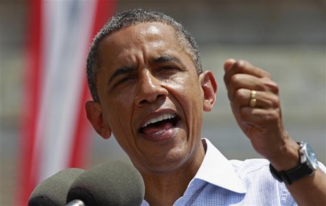 U.S. President Barack Obama speaks at a campaign event at Carnegie Mellon University in Pittsburgh, Pennsylvania July 6, 2012. Obama is on a U.S. President Barack Obama speaks at a campaign event at Carnegie Mellon University in Pittsburgh, Pennsylvania July 6, 2012. Obama is on a