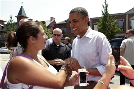 U.S. President Barack Obama greets residents of Beaver, Pennsylvania July 6, 2012. Obama is on a two-day campaign bus tour of Ohio and Penns U.S. President Barack Obama greets residents of Beaver, Pennsylvania July 6, 2012. Obama is on a two-day campaign bus tour of Ohio and Penns