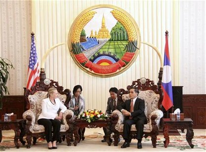 U.S. Secretary of State Hillary Clinton (L) speaks with Laos' Prime Minister Thongsing Thammavong at the Government Office in Vientiane July U.S. Secretary of State Hillary Clinton (L) speaks with Laos' Prime Minister Thongsing Thammavong at the Government Office in Vientiane July