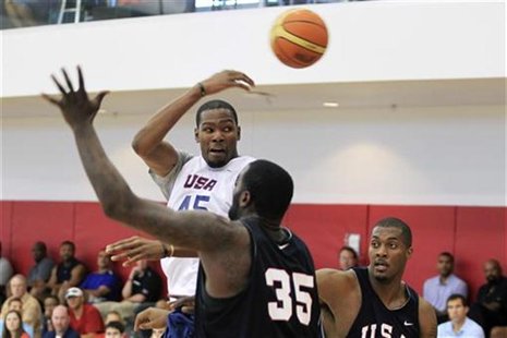 Kevin Durant (45) passes the ball during the U.S. Olympic basketball team practice at UNLV's Mendenhall Center in Las Vegas, Nevada July 6, Kevin Durant (45) passes the ball during the U.S. Olympic basketball team practice at UNLV's Mendenhall Center in Las Vegas, Nevada July 6,