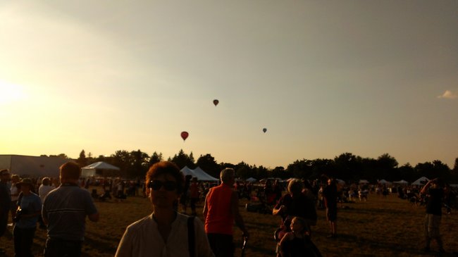 Balloons heading out over downtown Wausau