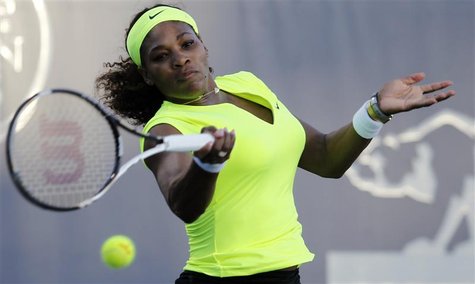 Serena Williams of the U.S. returns a forehand shot against opponent Chanelle Scheepers of South Africa during the Stanford Classic women's Serena Williams of the U.S. returns a forehand shot against opponent Chanelle Scheepers of South Africa during the Stanford Classic women's