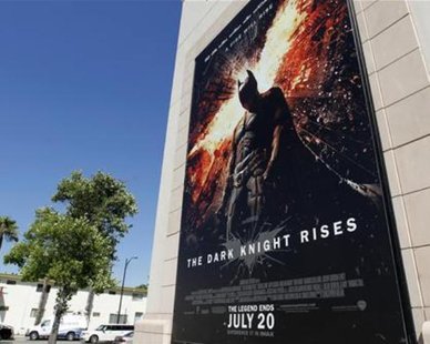 A poster for the Warner Bros. film ''The Dark Knight Rises'' is displayed at Warner Bros. studios in Burbank, California, July 20, 2012. REUTERS/Fred Prouser A poster for the Warner Bros. film ''The Dark Knight Rises'' is displayed at Warner Bros. studios in Burbank, California, July 20, 2012. REUTERS/Fred Prouser