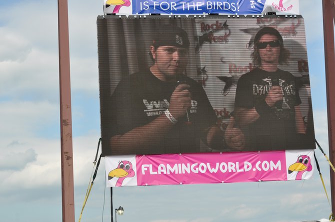 Lunchbox interviews the band on the jumbotron