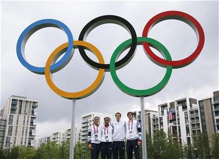 British tennis players Laura Robson (L-R), Anne Keothavong, Andy Murray and Jamie Murray pose for photos with the Olympic rings at the athle British tennis players Laura Robson (L-R), Anne Keothavong, Andy Murray and Jamie Murray pose for photos with the Olympic rings at the athle