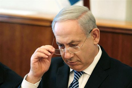 Israel's Prime Minister Benjamin Netanyahu opens the weekly cabinet meeting at his office in Jerusalem July 22, 2012. REUTERS/Gali Tibbon/Po Israel's Prime Minister Benjamin Netanyahu opens the weekly cabinet meeting at his office in Jerusalem July 22, 2012. REUTERS/Gali Tibbon/Po