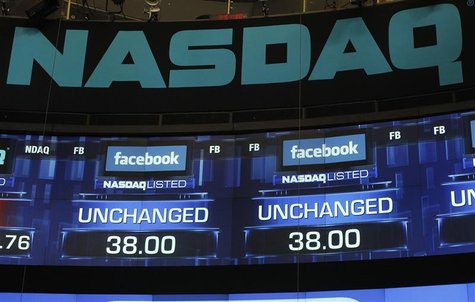 Monitors show the value of the Facebook, Inc. stock before the closing bell at the NASDAQ Marketsite in New York, May 18, 2012. In late trad Monitors show the value of the Facebook, Inc. stock before the closing bell at the NASDAQ Marketsite in New York, May 18, 2012. In late trad