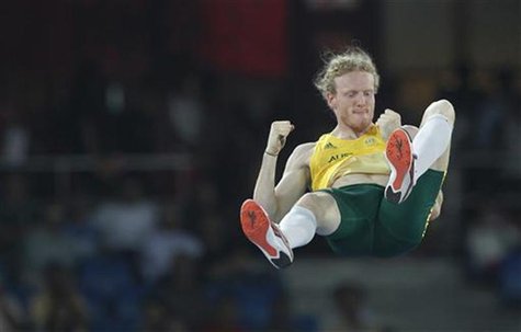Australia's Steve Hooker reacts after successfully clearing the bar during the men's pole vault finals at the Commonwealth Games in New Delh Australia's Steve Hooker reacts after successfully clearing the bar during the men's pole vault finals at the Commonwealth Games in New Delh