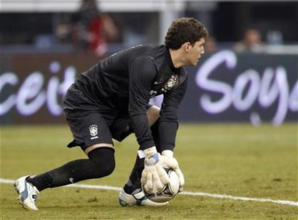 Brazil goalkeeper Rafael Cabral prepares to pass the ball against Mexico during the second half of their soccer friendly match in Arlington, Brazil goalkeeper Rafael Cabral prepares to pass the ball against Mexico during the second half of their soccer friendly match in Arlington,