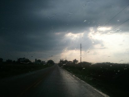 Heavy rain between Clintonville and Marion on July 25, 2012. (courtesy of FOX 11/Wayne Gauger)