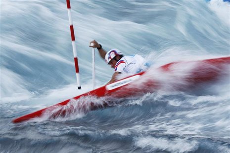 Slovakia's Michal Martikan competes in the men's canoe single (C1) heat at Lee Valley White Water Centre at the London 2012 Olympic Games Ju Slovakia's Michal Martikan competes in the men's canoe single (C1) heat at Lee Valley White Water Centre at the London 2012 Olympic Games Ju