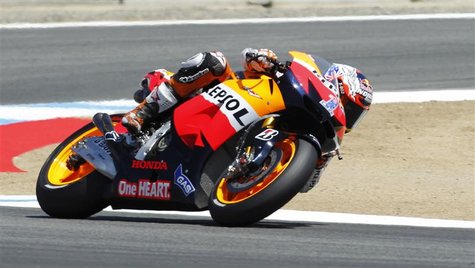 Casey Stoner of Australia accelerates during his second place qualifying finish at the U.S. Grand Prix Moto GP world championship motorcycle Casey Stoner of Australia accelerates during his second place qualifying finish at the U.S. Grand Prix Moto GP world championship motorcycle