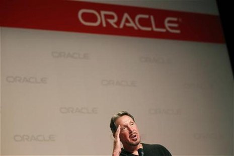 Oracle CEO Larry Ellison speaks at the company's headquarters in Redwood City, California June 6, 2012. REUTERS/Robert Galbraith Oracle CEO Larry Ellison speaks at the company's headquarters in Redwood City, California June 6, 2012. REUTERS/Robert Galbraith