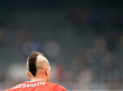 Switzerland's Michel Morganella is seen during their men's Group B soccer match against Gabon at the London 2012 Olympic Games at St James' Switzerland's Michel Morganella is seen during their men's Group B soccer match against Gabon at the London 2012 Olympic Games at St James'