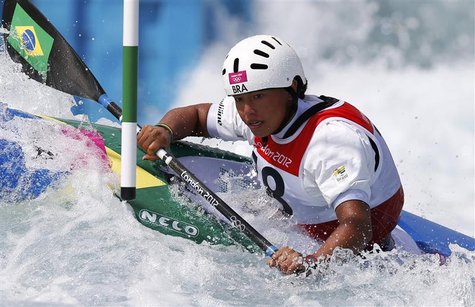 Brazil's Ana Satila competes in the women's kayak (K1) heats at Lee Valley White Water Centre during the London 2012 Olympic Games July 30, Brazil's Ana Satila competes in the women's kayak (K1) heats at Lee Valley White Water Centre during the London 2012 Olympic Games July 30,