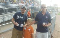 Mike Mathers throws the 1st pitch at the Woodchucks game 7 30 12 1