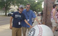 Mike Mathers throws the 1st pitch at the Woodchucks game 7 30 12 4