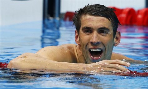Michael Phelps of the U.S. reacts after winning his men's 200m butterfly semi-final at the London 2012 Olympic Games at the Aquatics Centre Michael Phelps of the U.S. reacts after winning his men's 200m butterfly semi-final at the London 2012 Olympic Games at the Aquatics Centre