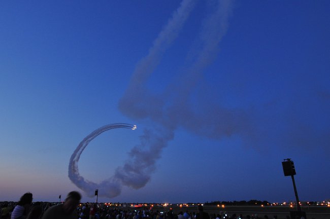 If you go..the Night Show is normally on the weekend that wraps up Air Venture. The Night show gets started right after the sun goes down...
