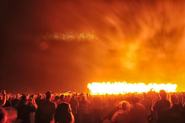 They feature the "Wall of Fire" a couple of times..during the day when they do their regular airshows, but this one makes the night just GLOW...look at the people watching!!