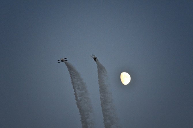Moon made for a great backdrop to planes flying in the Night Show!