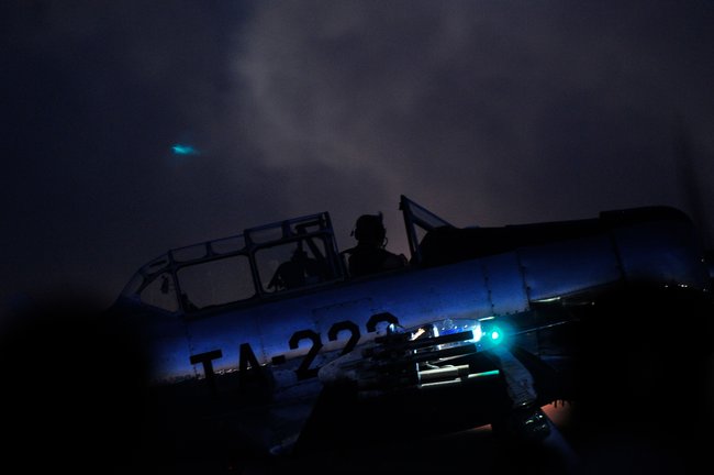 Pilot gets ready to fly for the Night Show...