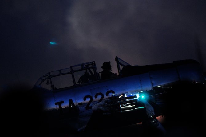 Pilot gets ready to fly for the Night Show...