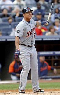 Detroit Tigers 3B Miguel Cabrera, who earned his 85th RBI of the season on a bases loaded walk in the 1st inning of Detroit's game against Boston on July 31, 2012. The Tigers lost the game, 4-1. Detroit Tigers 3B Miguel Cabrera, who earned his 85th RBI of the season on a bases loaded walk in the 1st inning of Detroit's game against Boston on July 31, 2012. The Tigers lost the game, 4-1.