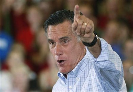 U.S. Republican presidential candidate Mitt Romney makes a point at a campaign event in Golden, Colorado August 2, 2012. REUTERS/Rick Wilkin U.S. Republican presidential candidate Mitt Romney makes a point at a campaign event in Golden, Colorado August 2, 2012. REUTERS/Rick Wilkin