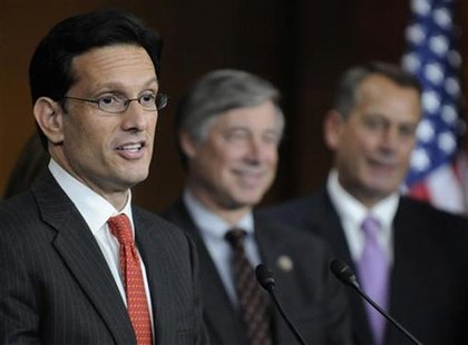 Eric Cantor (L) speaks during a news conference at the U.S. Capitol in Washington, December 22, 2011. REUTERS/Jonathan Ernst Eric Cantor (L) speaks during a news conference at the U.S. Capitol in Washington, December 22, 2011. REUTERS/Jonathan Ernst
