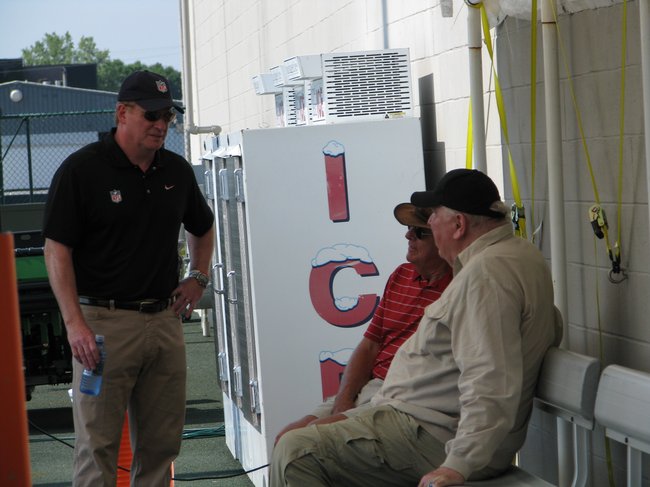 Roger Goodell, Ron Wolf, and John Madden at Packers training camp