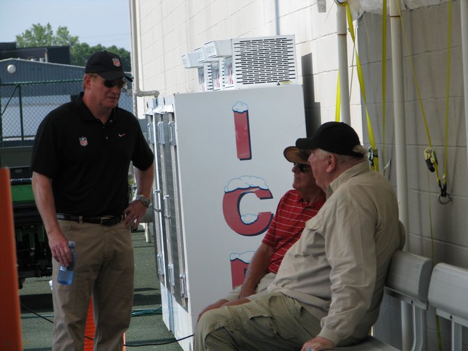 Roger Goodell, Ron Wolf, and John Madden at Packers training camp