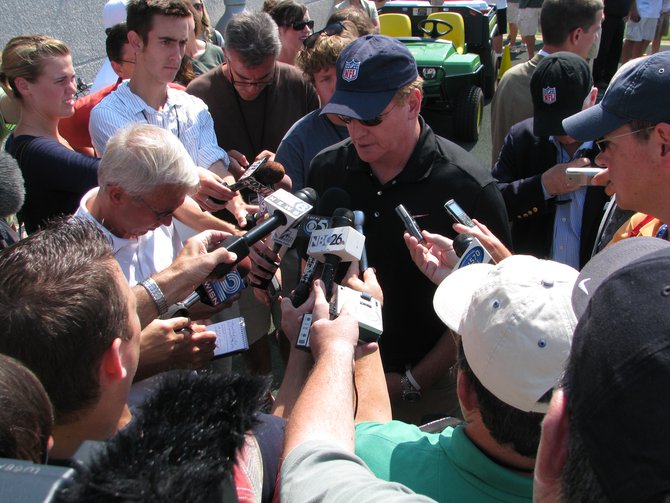 Roger Goodell addresses the media