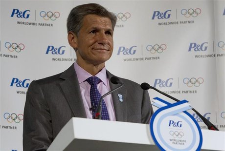 Marc Pritchard, global brand building officer of Procter & Gamble (P&G), speaks at a news conference by the company to welcome moms of Olymp Marc Pritchard, global brand building officer of Procter & Gamble (P&G), speaks at a news conference by the company to welcome moms of Olymp