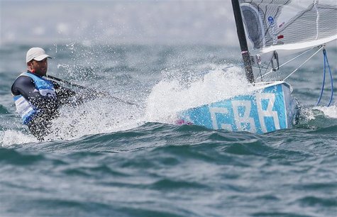 Britain's Ben Ainslie sails during the tenth race of the Finn sailing class at the London 2012 Olympic Games in Weymouth and Portland, south Britain's Ben Ainslie sails during the tenth race of the Finn sailing class at the London 2012 Olympic Games in Weymouth and Portland, south