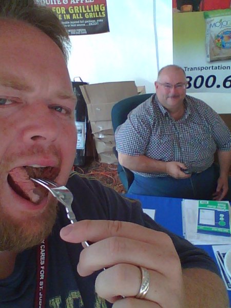 Bryan enjoying steak