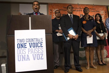 New York State Senator Adriano Espaillat speaks during a news conference to announce a protest against Mexican telecommunications and retail New York State Senator Adriano Espaillat speaks during a news conference to announce a protest against Mexican telecommunications and retail