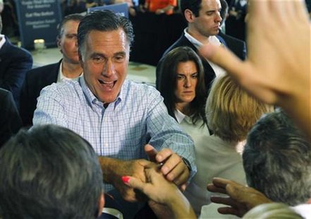 U.S. Republican presidential candidate Mitt Romney shakes hands with supporters after a campaign event in Golden, Colorado August 2, 2012. R U.S. Republican presidential candidate Mitt Romney shakes hands with supporters after a campaign event in Golden, Colorado August 2, 2012. R