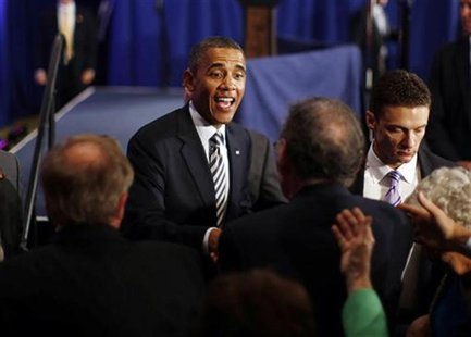 U.S. President Barack Obama greets members of the audience after delivering remarks at an election campaign fundraiser in Stamford, Connecti U.S. President Barack Obama greets members of the audience after delivering remarks at an election campaign fundraiser in Stamford, Connecti