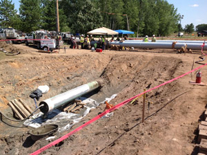 Exposed pipeline in Wisconsin during the repair process last week Exposed pipeline in Wisconsin during the repair process last week