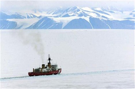 A United States Coast Guard icebreaker works in McMurdo Sound keeping a channel free for supply ships reaching the Antarctica's McMurdo Stat A United States Coast Guard icebreaker works in McMurdo Sound keeping a channel free for supply ships reaching the Antarctica's McMurdo Stat