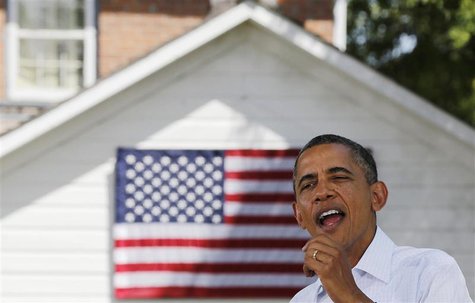 U.S. President Barack Obama talks at a campaign event at the Nelson Pioneer Farm and Museum in Oskaloosa, Iowa, August 14, 2012. REUTERS/Lar U.S. President Barack Obama talks at a campaign event at the Nelson Pioneer Farm and Museum in Oskaloosa, Iowa, August 14, 2012. REUTERS/Lar