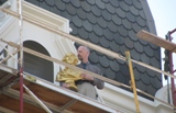 Shakespeare bust placed into Tibbits Opera House facade by Charles Burr Shakespeare bust placed into Tibbits Opera House facade by Charles Burr