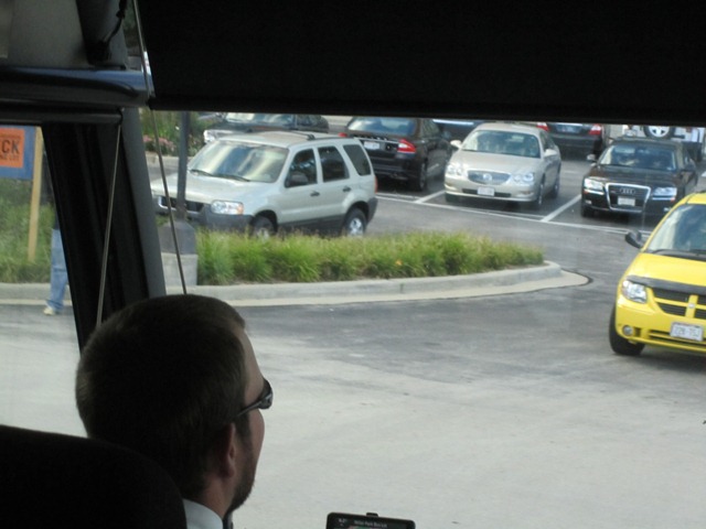 Pulling into the parking lot!