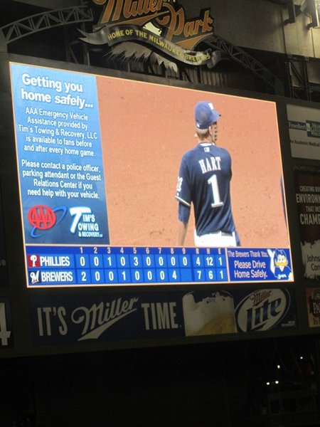 Final score: Brewers 7, Phillies 4. Yes!
