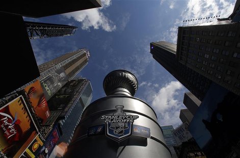 A giant water fountain in the shape of the Stanley Cup, presented to the champions of the National Hockey League (NHL), stands on display in A giant water fountain in the shape of the Stanley Cup, presented to the champions of the National Hockey League (NHL), stands on display in